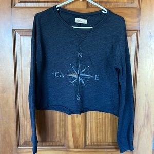 Hollister crop sweatshirt. Size small, navy blue color.